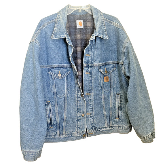 Carhartt J11 DST Vintage 2005 Denim Jean Jacket Flannel Lined Men's - Picture 1 of 4